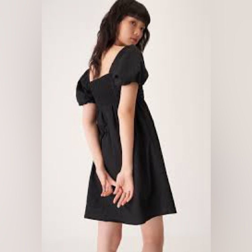 Wild fable Black Puff Sleeve Mini Dress Tie front Size small - Picture 3 of 10
